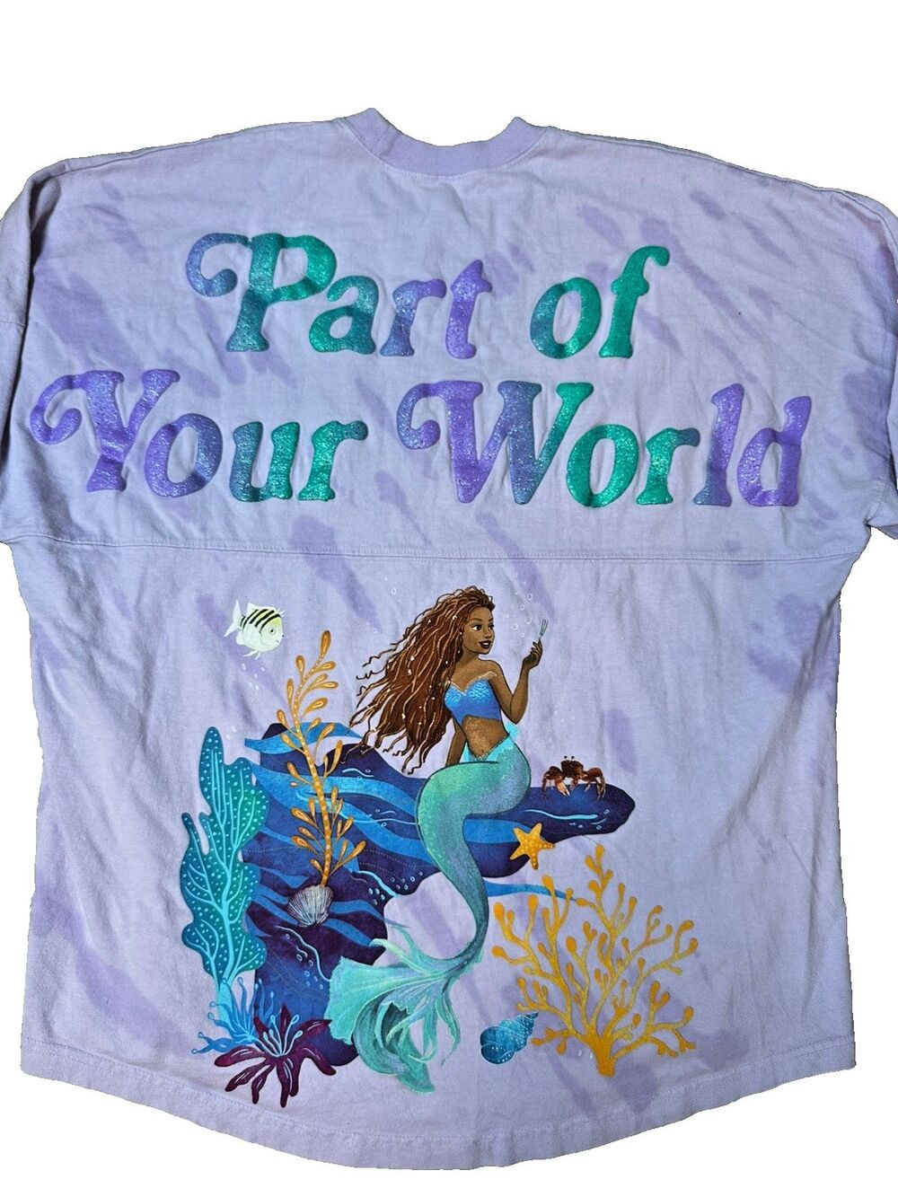 Walt Disney Spirit Jersey Ariel Oversize Purple Tie Dye Ocean Mermaid Princess M